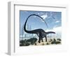 Apatosaurus Dinosaur Walking in the Desert-Stocktrek Images-Framed Art Print