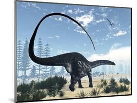 Apatosaurus Dinosaur Walking in the Desert-Stocktrek Images-Mounted Art Print