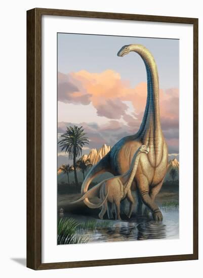 Apatosaurus Dinosaur-Lantern Press-Framed Art Print