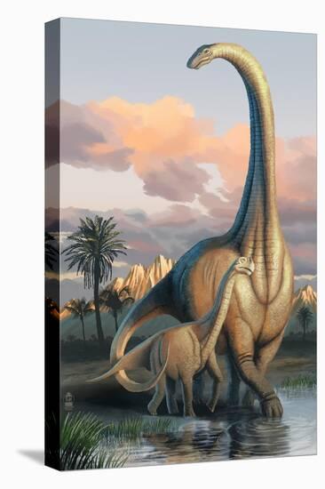 Apatosaurus Dinosaur-Lantern Press-Stretched Canvas