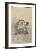 Ape with Insect and Matsuki Heikichi, C. 1900-30, Japanese Woodcut-Ohara Koson-Framed Art Print