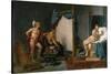 Apelles Painting Campaspe in the Presence of Alexander the Great-Jacques Louis David-Stretched Canvas