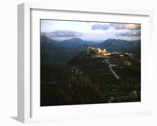 Apennine Mountains Surround Benedictine Abbey of Montecassino on Top of Hill-Jack Birns-Framed Photographic Print