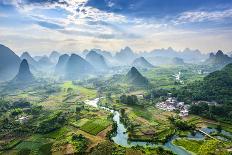 Landscape of Guilin, Li River and Karst Mountains. Located near Yangshuo County, Guilin City, Guang-aphotostory-Photographic Print