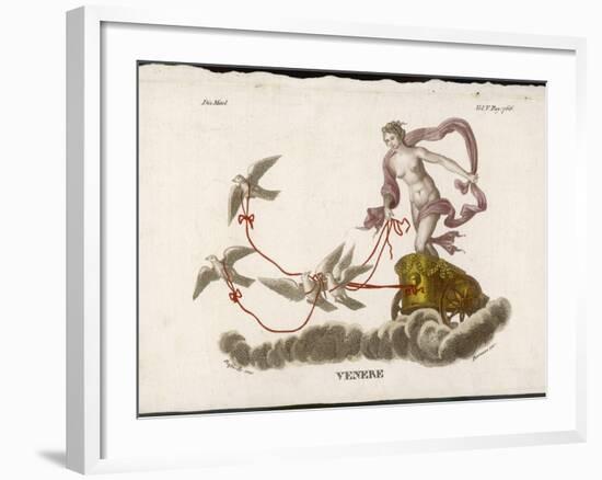 Aphrodite Rides Her Chariot Drawn by Doves Through the Clouds-Bernieri-Framed Art Print