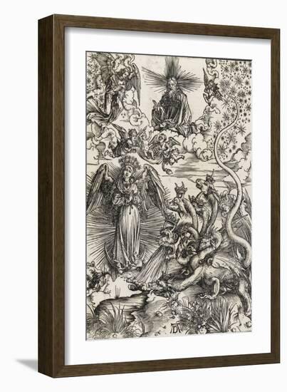 Apocalypse selon Saint Jean - La femme de soleil et le dragon à 7 têtes-Albrecht Dürer-Framed Giclee Print