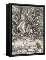 Apocalypse selon Saint Jean - Saint Michel terrassant le Dragon-Albrecht Dürer-Framed Stretched Canvas