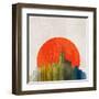 Apocalyptic Retro Poster. Sunset. Grunge Background.-file404-Framed Art Print