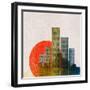 Apocalyptic Retro Poster. Sunset. Grunge Background.-file404-Framed Art Print