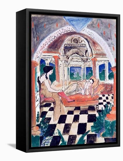 Apollinaire and His Muse (W/C & Gouache on Paper)-Max Jacob-Framed Stretched Canvas