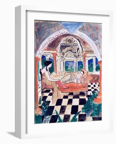 Apollinaire and His Muse (W/C & Gouache on Paper)-Max Jacob-Framed Giclee Print