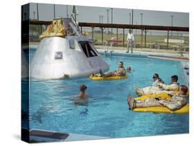 Apollo 1 Astronauts Working by the Pool-null-Stretched Canvas