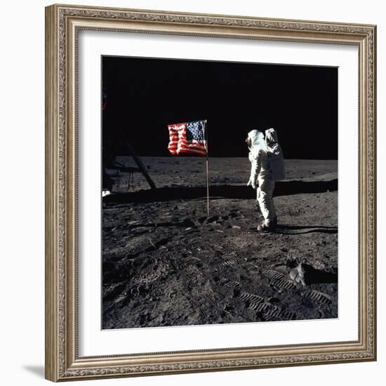 Apollo 11 Astronaut Buzz Aldrin During the First Lunar Landing, July 20, 1969-null-Framed Photo