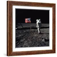 Apollo 11 Astronaut Buzz Aldrin During the First Lunar Landing, July 20, 1969-null-Framed Photo