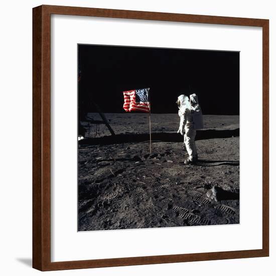 Apollo 11 Astronaut Buzz Aldrin During the First Lunar Landing, July 20, 1969-null-Framed Photo