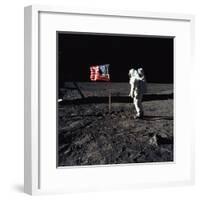 Apollo 11 Astronaut Buzz Aldrin During the First Lunar Landing, July 20, 1969-null-Framed Photo