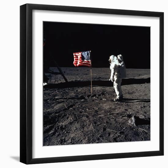 Apollo 11 Astronaut Buzz Aldrin During the First Lunar Landing, July 20, 1969-null-Framed Photo