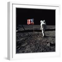 Apollo 11 Astronaut Buzz Aldrin During the First Lunar Landing, July 20, 1969-null-Framed Photo