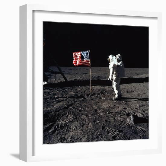 Apollo 11 Astronaut Buzz Aldrin During the First Lunar Landing, July 20, 1969-null-Framed Photo