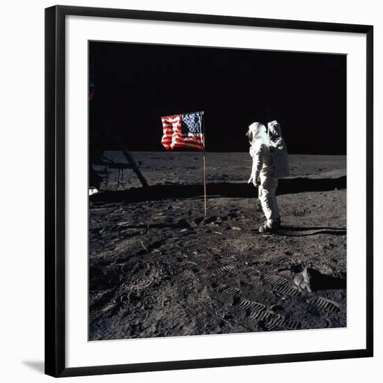 Apollo 11 Astronaut Buzz Aldrin During the First Lunar Landing, July 20, 1969-null-Framed Photo