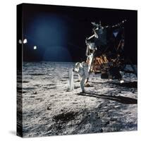 Apollo 11 Astronaut Buzz Aldrin Unfurling "Solar Wind Sheet"-null-Stretched Canvas