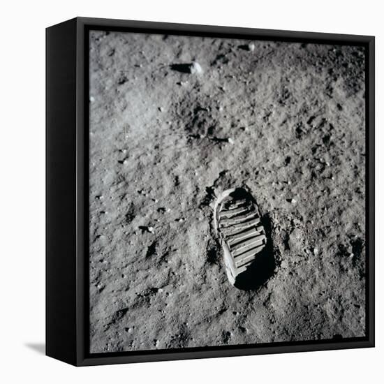 Apollo 11 Boot Print on the Moon. July 20, 1969-null-Framed Stretched Canvas
