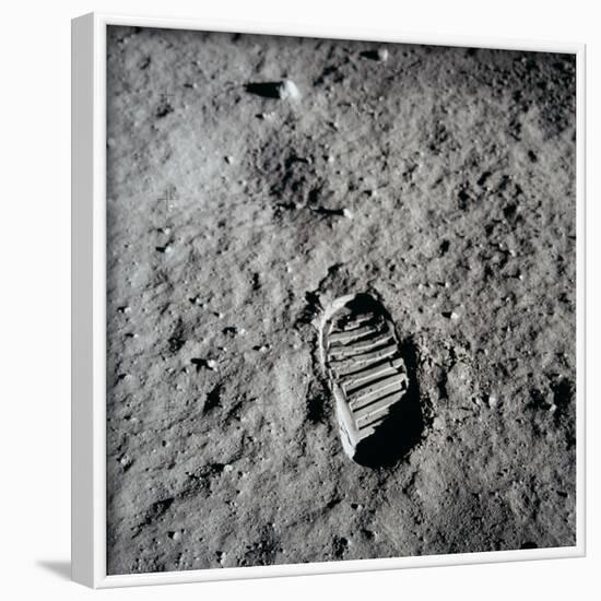 Apollo 11 Boot Print on the Moon. July 20, 1969-null-Framed Photo