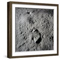 Apollo 11 Boot Print on the Moon. July 20, 1969-null-Framed Photo