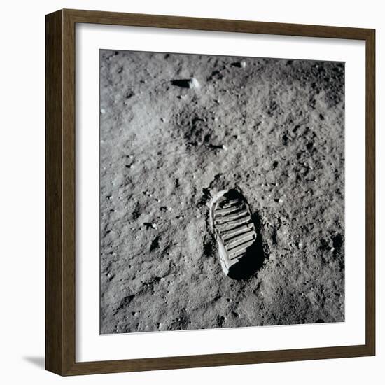 Apollo 11 Boot Print on the Moon. July 20, 1969-null-Framed Photo