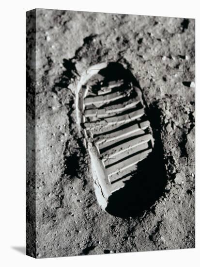 Apollo 11 Boot Print on the Moon. July 20, 1969-null-Stretched Canvas