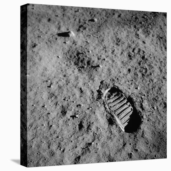 Apollo 11 Boot Print on the Moon. July 20, 1969-null-Stretched Canvas