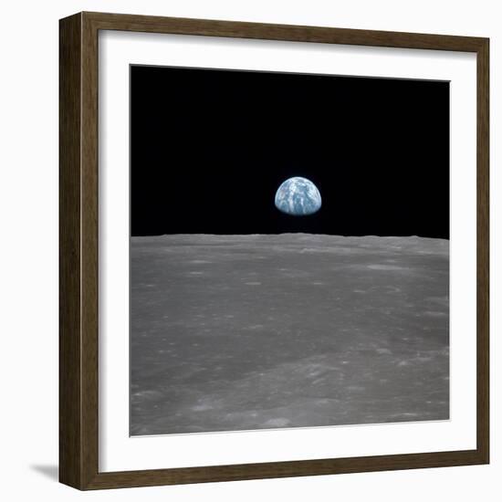 Apollo 11 Earth Rise over the Moon, July 20, 1969-null-Framed Photo