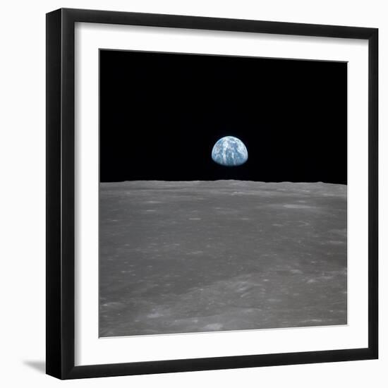 Apollo 11 Earth Rise over the Moon, July 20, 1969-null-Framed Photo