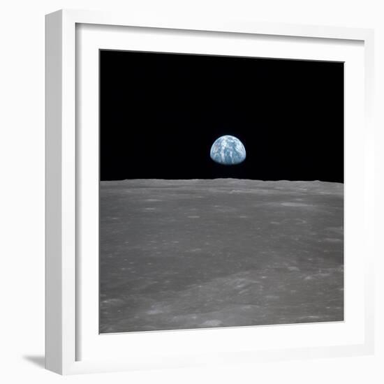 Apollo 11 Earth Rise over the Moon, July 20, 1969-null-Framed Photo