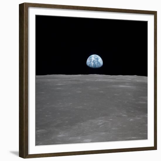 Apollo 11 Earth Rise over the Moon, July 20, 1969-null-Framed Photo