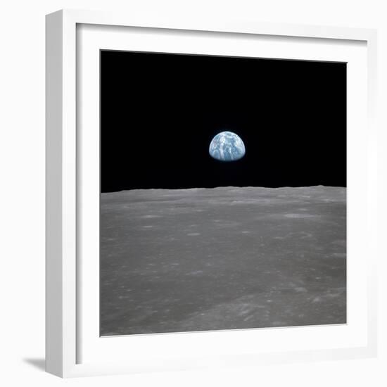 Apollo 11 Earth Rise over the Moon, July 20, 1969-null-Framed Photo