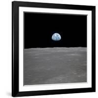 Apollo 11 Earth Rise over the Moon, July 20, 1969-null-Framed Photo