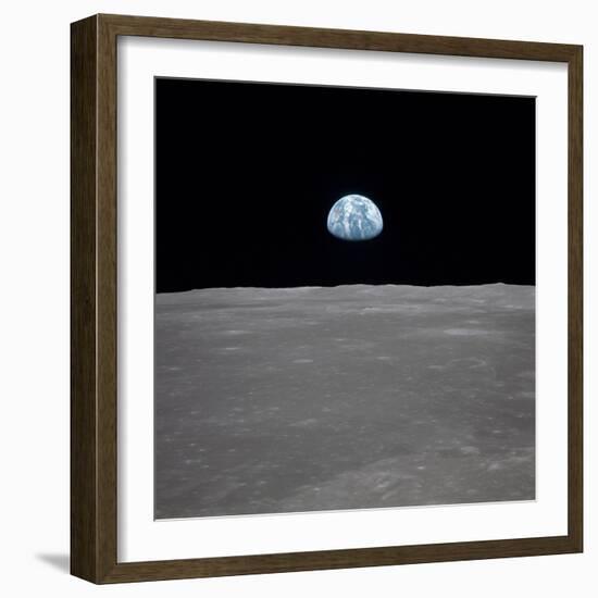 Apollo 11 Earth Rise over the Moon, July 20, 1969-null-Framed Photo