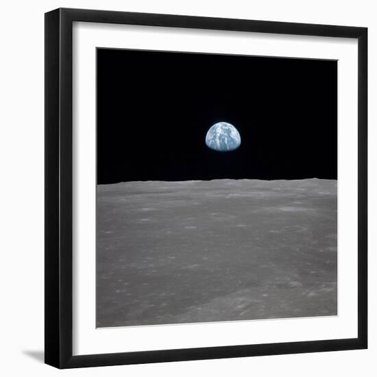 Apollo 11 Earth Rise over the Moon, July 20, 1969-null-Framed Photo