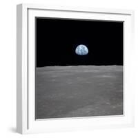 Apollo 11 Earth Rise over the Moon, July 20, 1969-null-Framed Photo