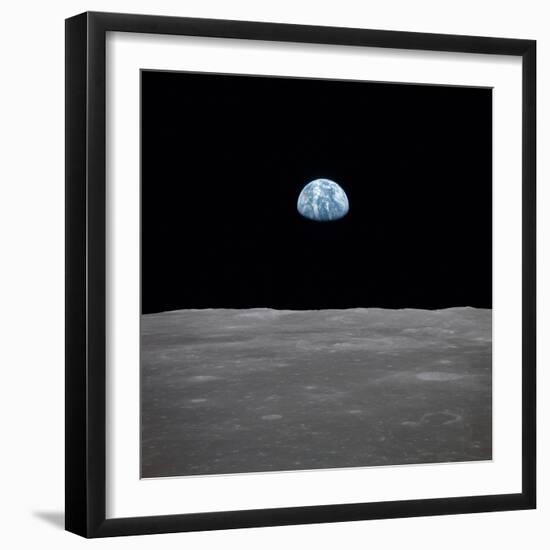 Apollo 11 Earth Rise over the Moon, July 20, 1969-null-Framed Photo