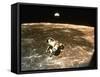 Apollo 11's Lunar Module Flying over the Moon with Earth in the Bkgrd-null-Framed Stretched Canvas