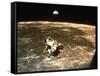 Apollo 11's Lunar Module Flying over the Moon with Earth in the Bkgrd-null-Framed Stretched Canvas