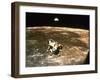 Apollo 11's Lunar Module Flying over the Moon with Earth in the Bkgrd-null-Framed Premium Photographic Print