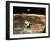 Apollo 11's Lunar Module Flying over the Moon with Earth in the Bkgrd-null-Framed Premium Photographic Print