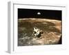 Apollo 11's Lunar Module Flying over the Moon with Earth in the Bkgrd-null-Framed Premium Photographic Print