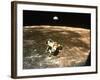 Apollo 11's Lunar Module Flying over the Moon with Earth in the Bkgrd-null-Framed Photographic Print