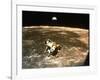 Apollo 11's Lunar Module Flying over the Moon with Earth in the Bkgrd-null-Framed Photographic Print