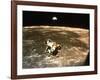 Apollo 11's Lunar Module Flying over the Moon with Earth in the Bkgrd-null-Framed Photographic Print