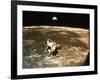 Apollo 11's Lunar Module Flying over the Moon with Earth in the Bkgrd-null-Framed Photographic Print